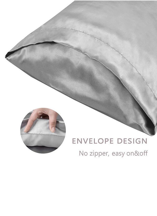 Tersely Satin Pillowcase, 2 Pack 20"x 30" Silk Satin Pillowcases for Hair and Skin Queen Size Pillow Case with Envelope Closure (50x75cm, Silver Gray)  - Image 2