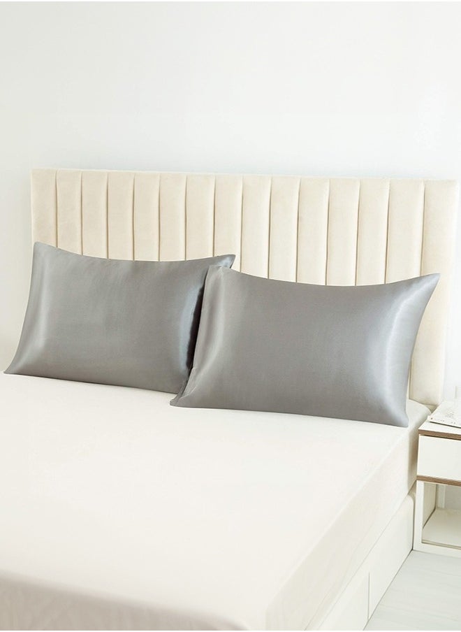 Tersely Satin Pillowcase, 2 Pack 20"x 30" Silk Satin Pillowcases for Hair and Skin Queen Size Pillow Case with Envelope Closure (50x75cm, Silver Gray)  - Image 5