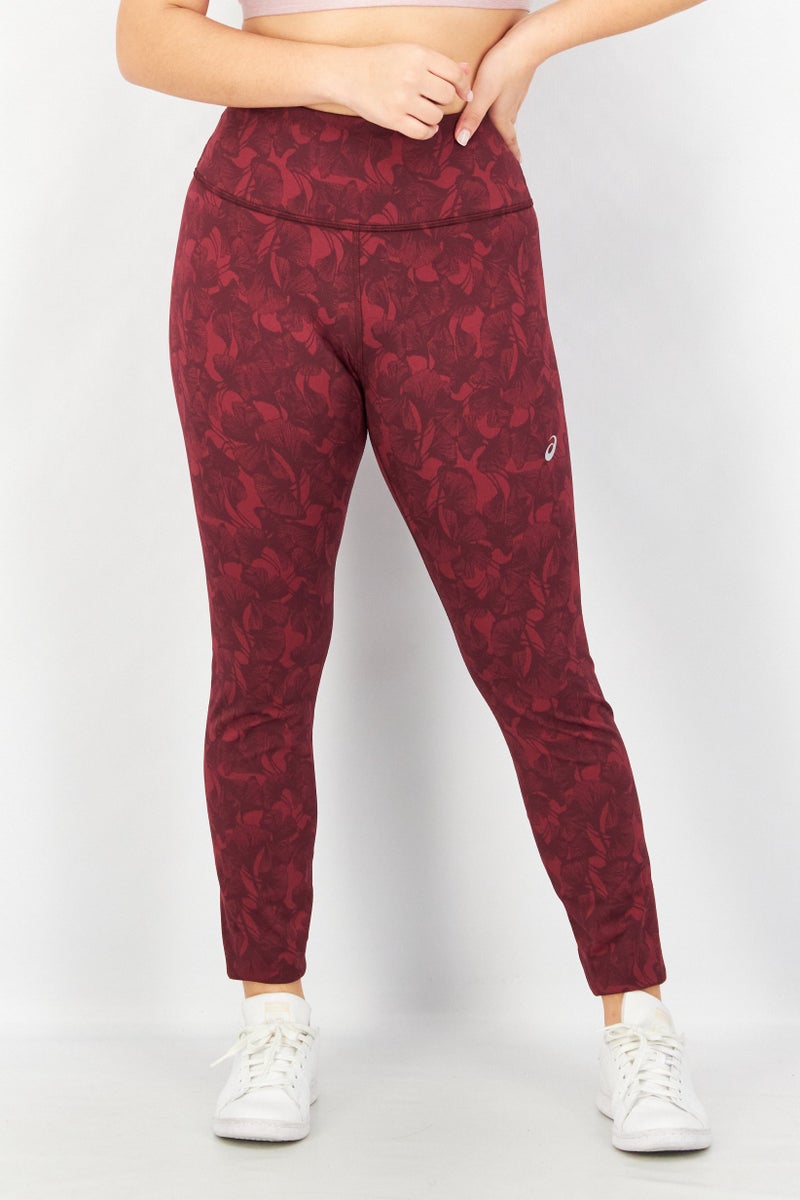 asics Women Sportswear Fit Training Leggings, Maroon - Image 1