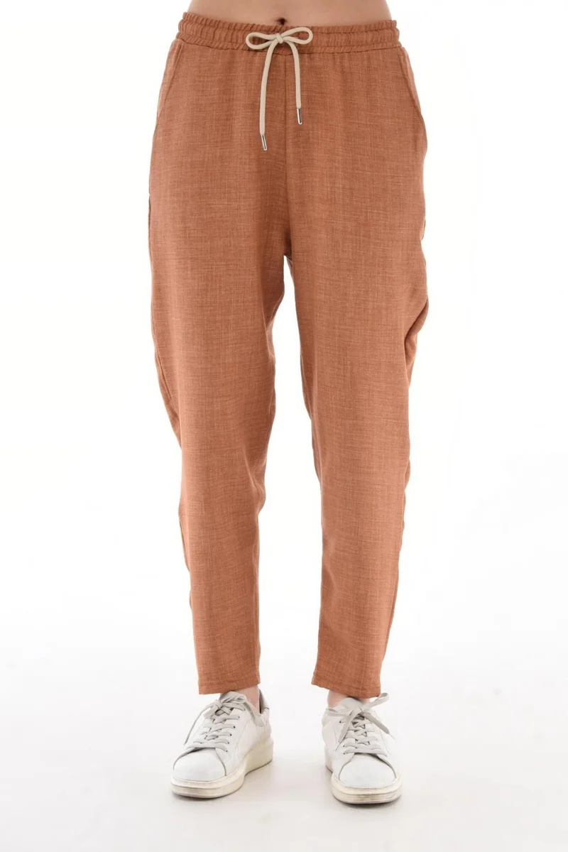 سيدي دينيم Women's Synthetic Linen High Waist Elastic Skinny Leg Mom Pants C611