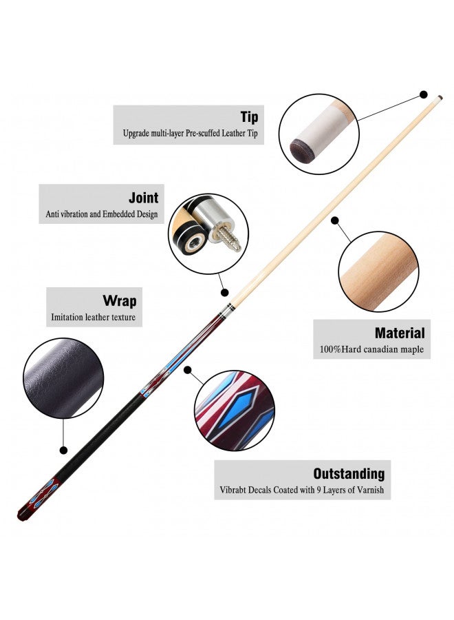 MoyanSuper MoyanSuper 58 inch Set of 2 Pool Cue Sticks, 2 Piece Maple Billiard Cue Stick 20 Oz Great for House or Bar  - Image 1
