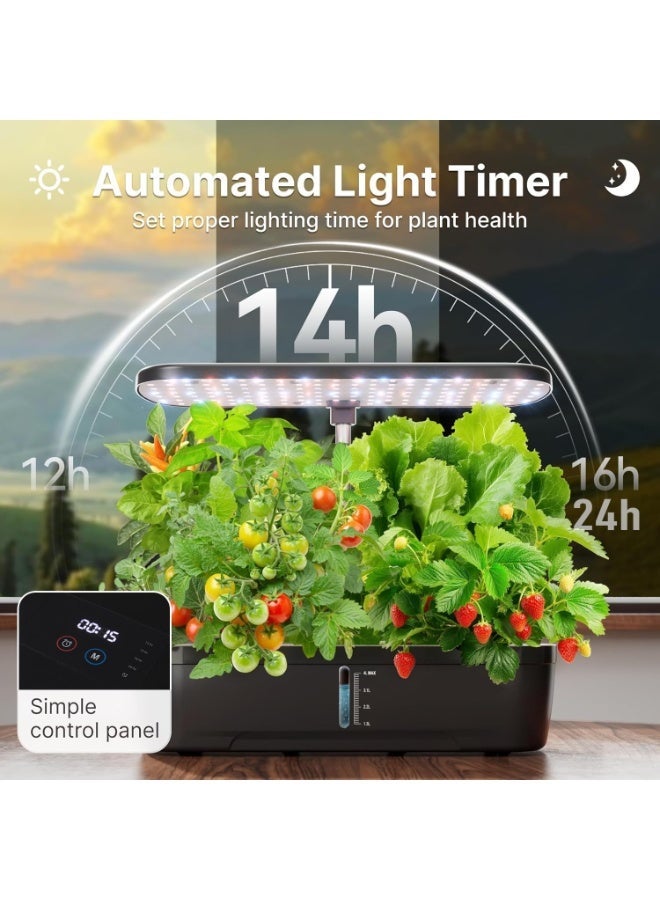 YOUWE7 12 Pods Hydroponics Growing System Kit, Indoor Herb Garden with LED Full-Spectrum Grow Iight, Adjustable Height, Quiet Smart Pump, Built-in Timer Function, Kitchen Christmas Gifts - Image 4