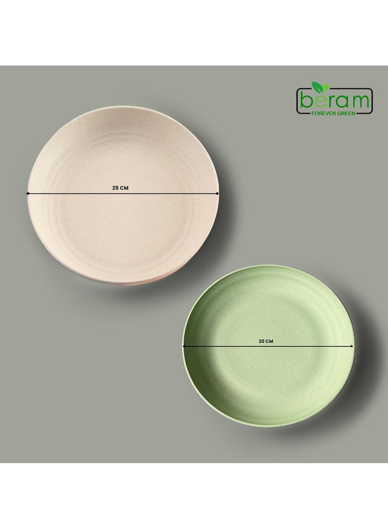 Beram Wheat Straw Plate Set of 4, 20cm, Eco-Friendly, Unbreakable, Lightweight Plates for Serving, Colorful Dinnerware, Microwave & Dishwasher Safe, Versatile, Durable Kitchen Crockery - Image 2