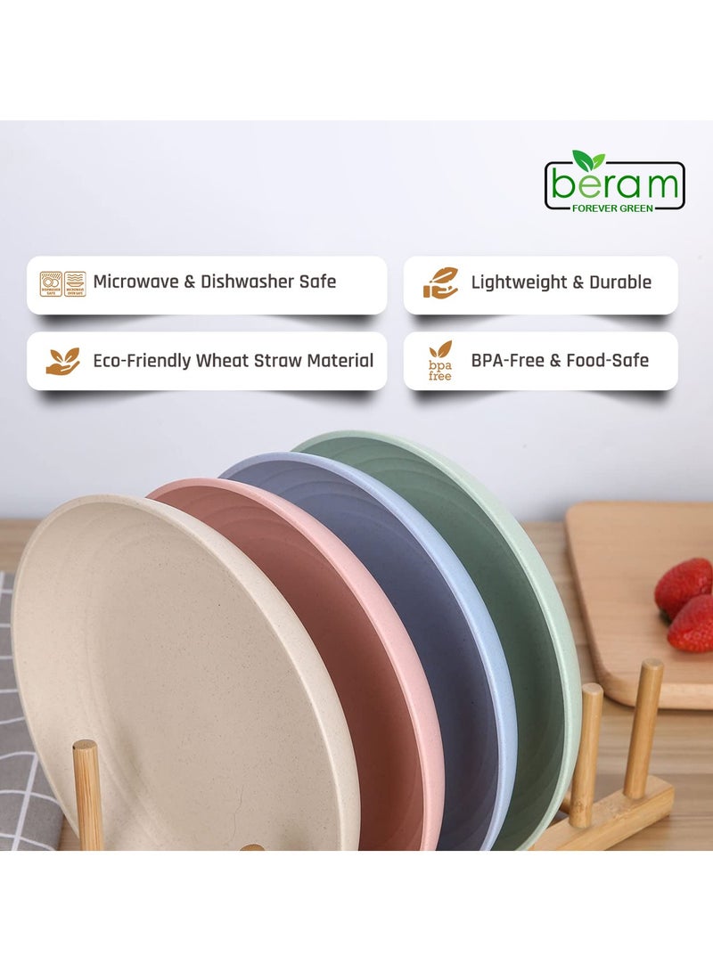 Beram Wheat Straw Plate Set of 4, 20cm, Eco-Friendly, Unbreakable, Lightweight Plates for Serving, Colorful Dinnerware, Microwave & Dishwasher Safe, Versatile, Durable Kitchen Crockery - Image 4