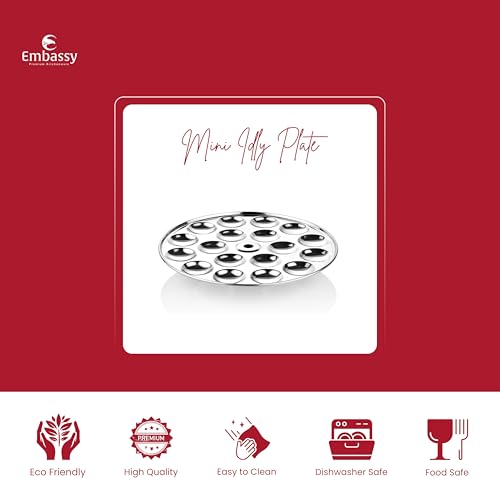 Embassy Stainless Steel Small/Mini Idli Plate Without Stand | Diameter: 19.5 cms | Makes 18 Idlis at Once | Idli Plate for Soft & Fluffy Idlis | Pressure Cooker & Steamer Compatible - Image 5