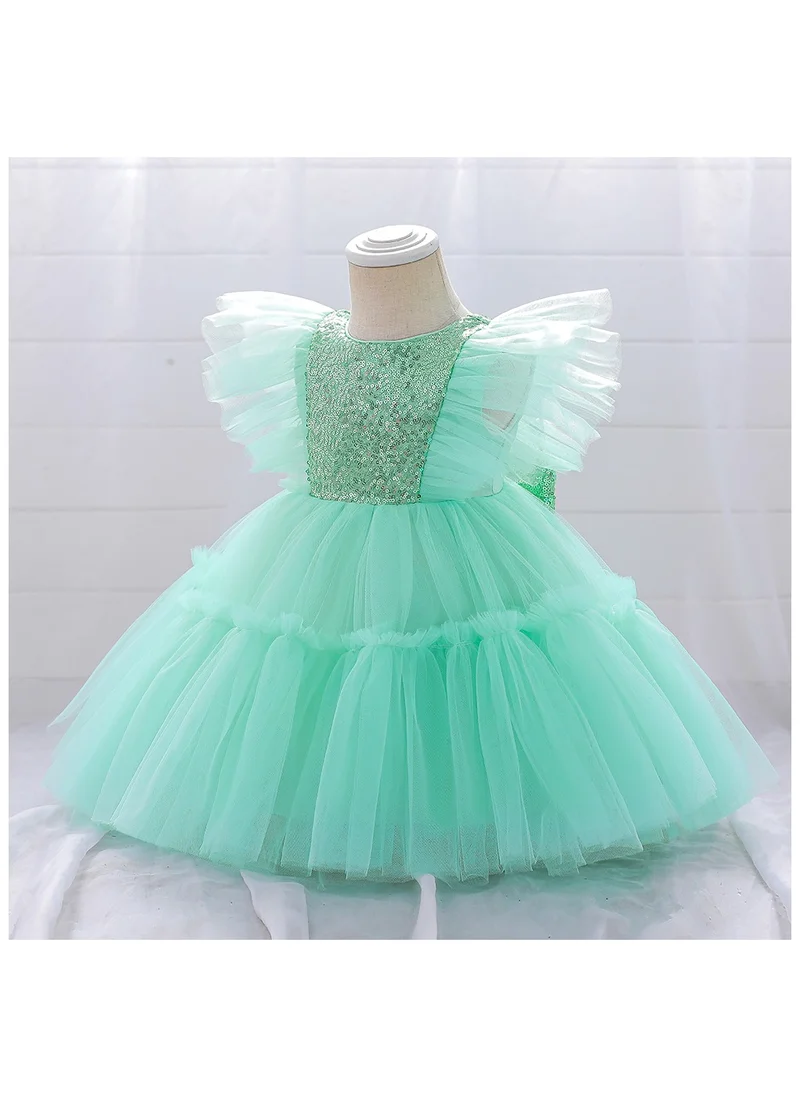 D'Daniela Alice Butterfly Light Green Party Dress