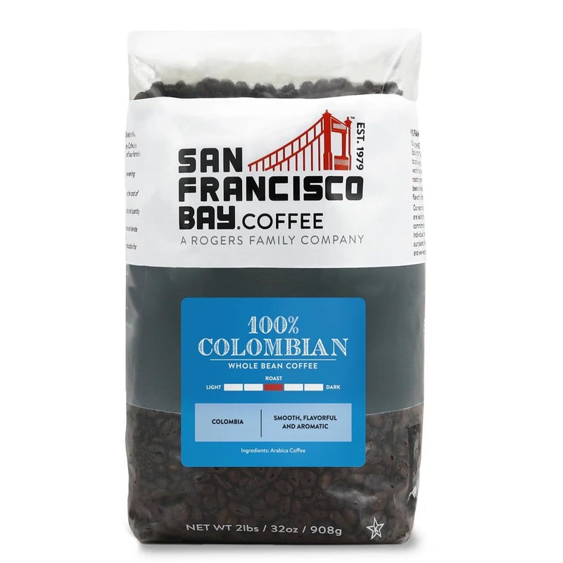 San Francisco Bay Coffee - Medium Roast Whole Bean Coffee - 100% Colombian (2 lb bag) - Image 1
