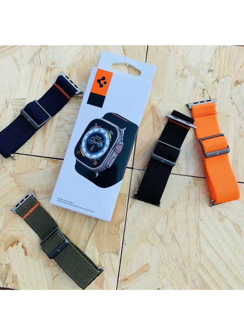 Generic - Durable Nylon Watch Strap Compatible with Apple Watch Ultra 49mm and Series 3 2 1 8 7 SE2 6 SE 5 4 in Black Color - Image 1