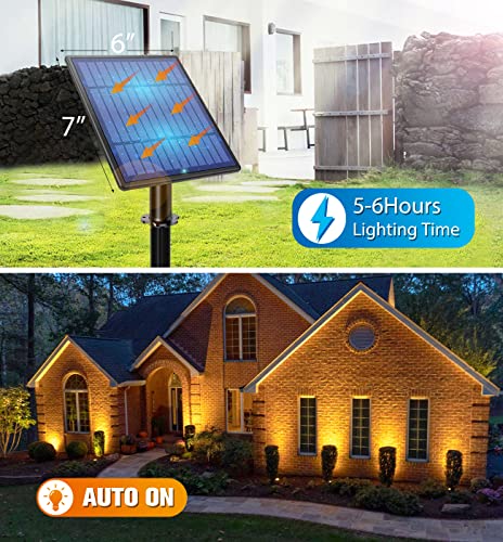 APONUO Metal Outdoor Solar Landscape Lights, Waterproof Spotlight 6-in-1 for Yard Landscape Lighting, Auto On/Off for Pathway, Driveway, Patio (Warm White) - Image 2