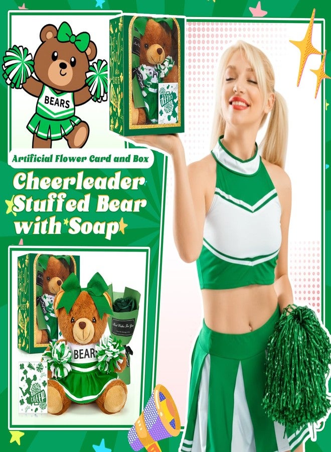 Arrowbash Cheerleading Gift Set Including Cute Cheerleader Bear, Artificial Flower, Card and Box for Cheerleading Lovers Cheer Team Christmas Party Favors Gifts(Green) - Image 5