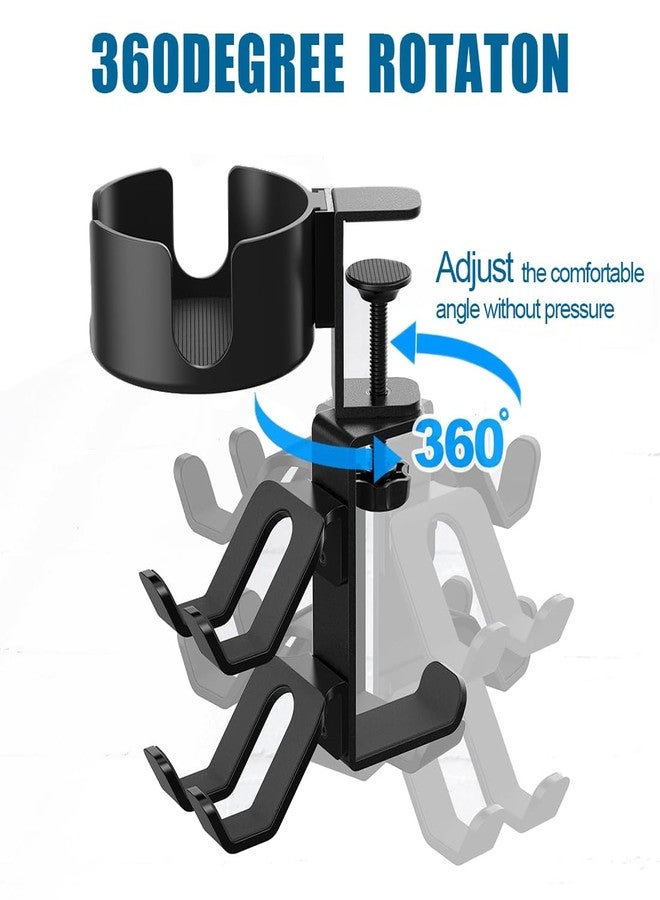 Elfzone Game Controller Holder - 360° Rotating Controller Headphone Holder,Clamp On Desk Organizer,Headset & Desk Mounts,3 in 1, - Image 2