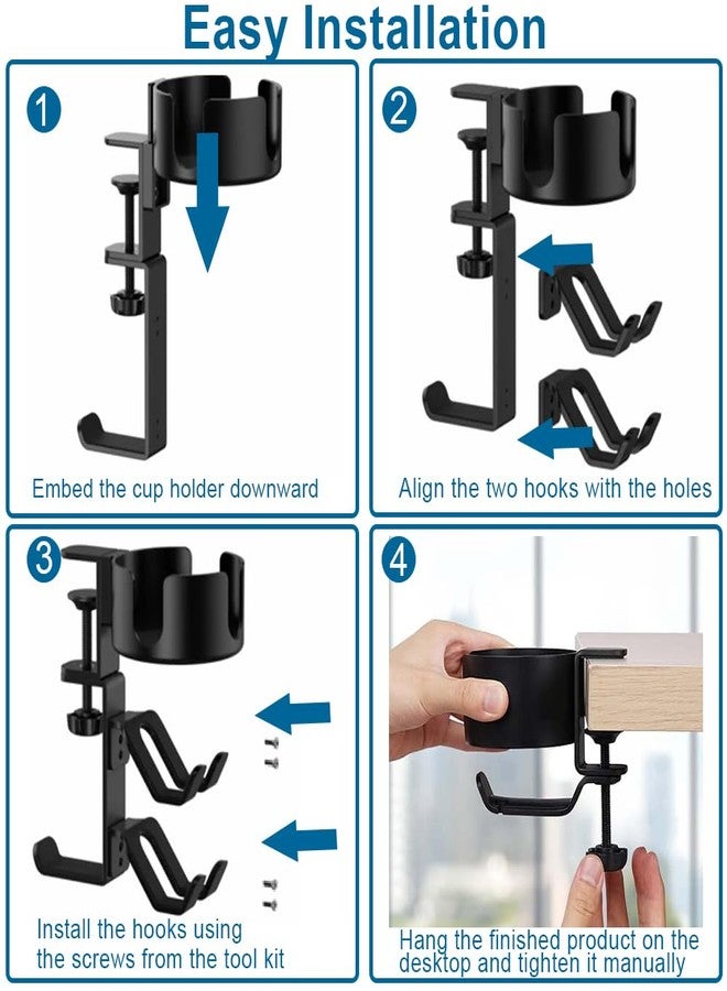 Elfzone Game Controller Holder - 360° Rotating Controller Headphone Holder,Clamp On Desk Organizer,Headset & Desk Mounts,3 in 1, - Image 4