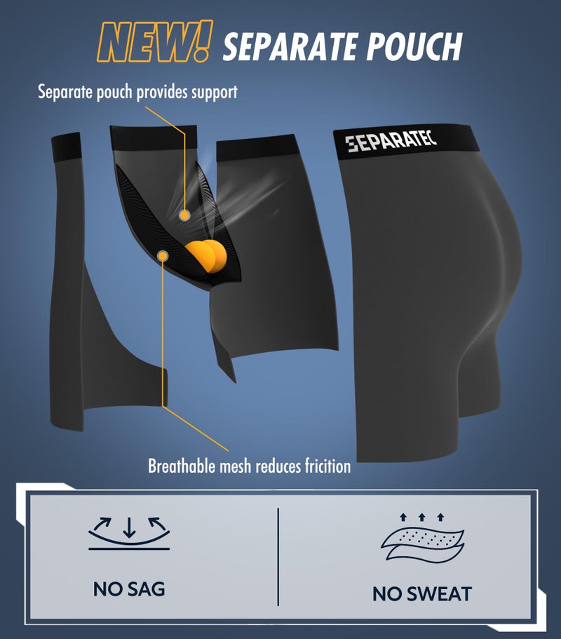 Separatec Mens Underwear with Separate Pouch, Micro Modal Boxer Briefs Seamless Waistband Underwear for Men 4 Pack Black - Image 4