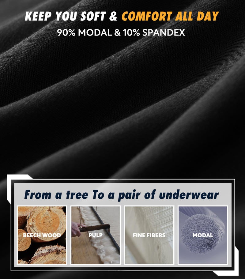 Separatec Mens Underwear with Separate Pouch, Micro Modal Boxer Briefs Seamless Waistband Underwear for Men 4 Pack Black - Image 3