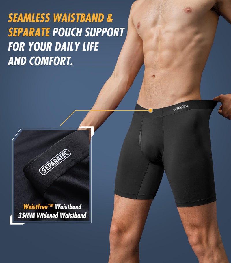 Separatec Mens Underwear with Separate Pouch, Micro Modal Boxer Briefs Seamless Waistband Underwear for Men 4 Pack Black - Image 5