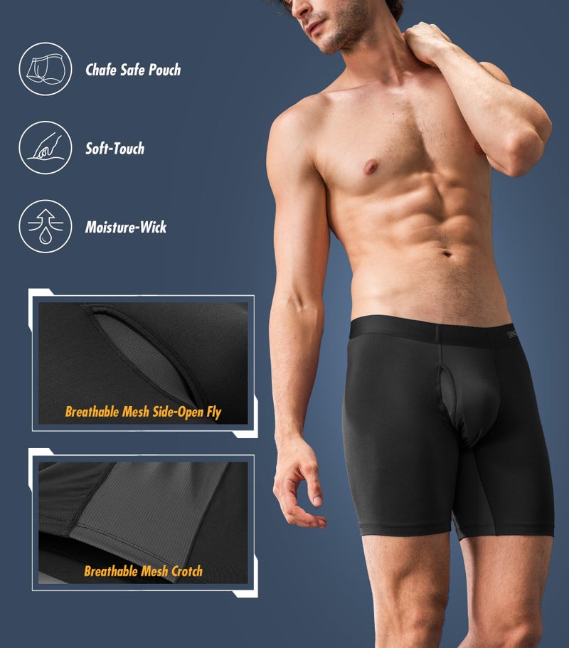 Separatec Mens Underwear with Separate Pouch, Micro Modal Boxer Briefs Seamless Waistband Underwear for Men 4 Pack Black - Image 2