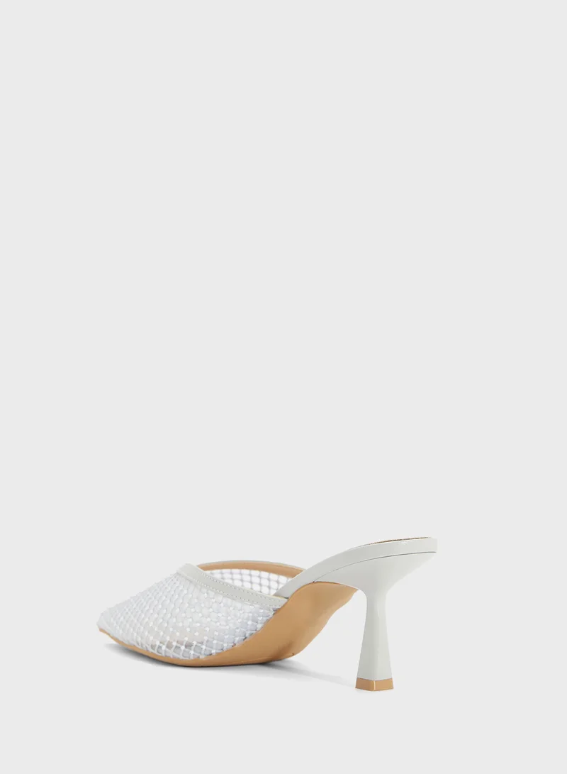 Ginger Mesh Slip On Heeled Mule