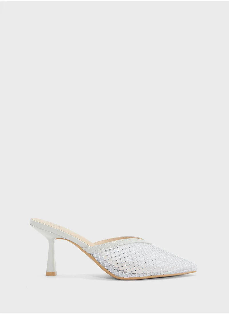 Ginger Mesh Slip On Heeled Mule