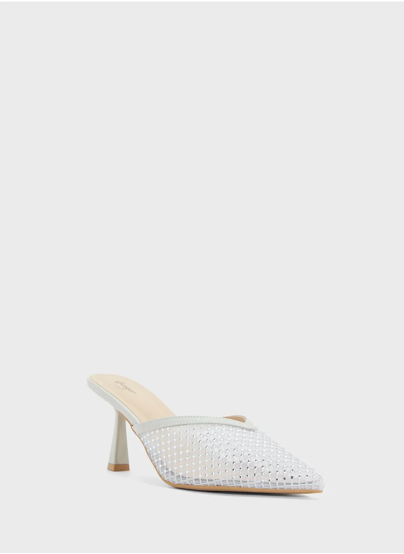 Ginger Mesh Slip On Heeled Mule