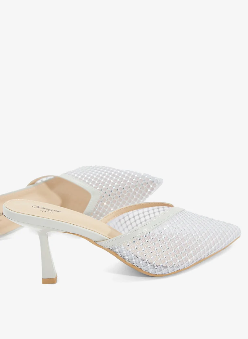Ginger Mesh Slip On Heeled Mule