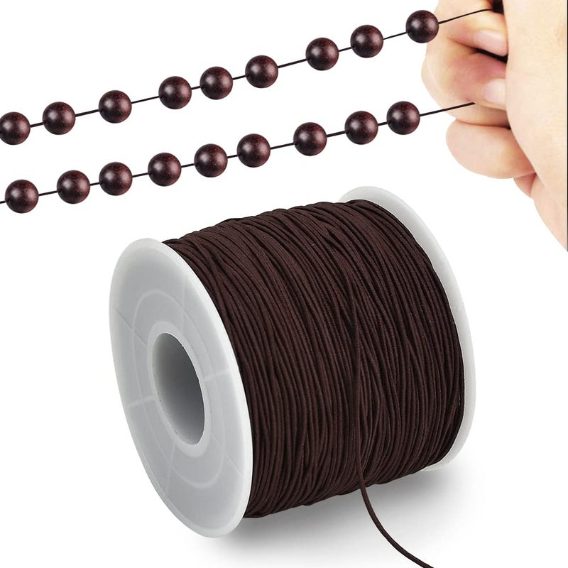 TONIFUL 1mm x 110 Yards Brown Elastic String for Bracelet Jewelry Making Stretchy Cord for Bracelets Rattail Macrame Necklaces Bulk Beading Thread Kumihimo