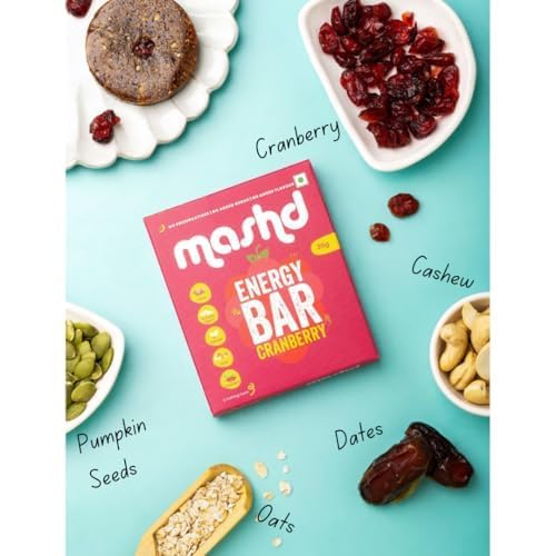 Mashd Energy Bars Cranberry Flavour (Pack of 3 x 35g) - 4G Protein Each Bars |High Protein Goodness of Dates,Pumpkin Seeds,Oats, Cranberry | Gluten-Free Snack with No Added Sugar, Preservative-Free - Image 3