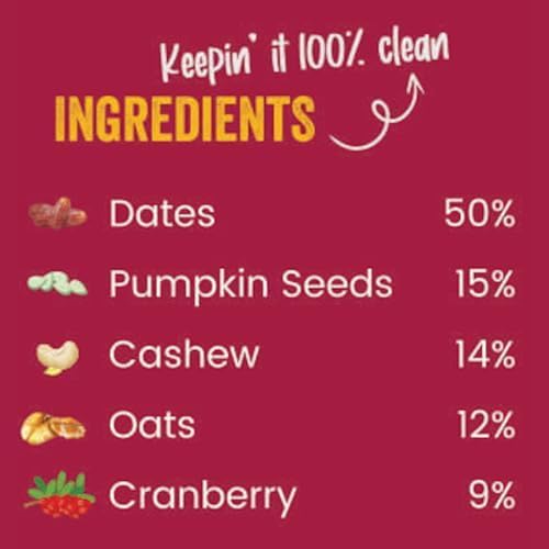 Mashd Energy Bars Cranberry Flavour (Pack of 3 x 35g) - 4G Protein Each Bars |High Protein Goodness of Dates,Pumpkin Seeds,Oats, Cranberry | Gluten-Free Snack with No Added Sugar, Preservative-Free - Image 4