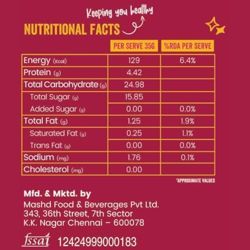 Mashd Energy Bars Cranberry Flavour (Pack of 3 x 35g) - 4G Protein Each Bars |High Protein Goodness of Dates,Pumpkin Seeds,Oats, Cranberry | Gluten-Free Snack with No Added Sugar, Preservative-Free - Image 5