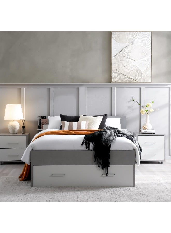 Pan Home Evershine Twin Bed With Storage 140X200 Cm - Grey  - Image 3