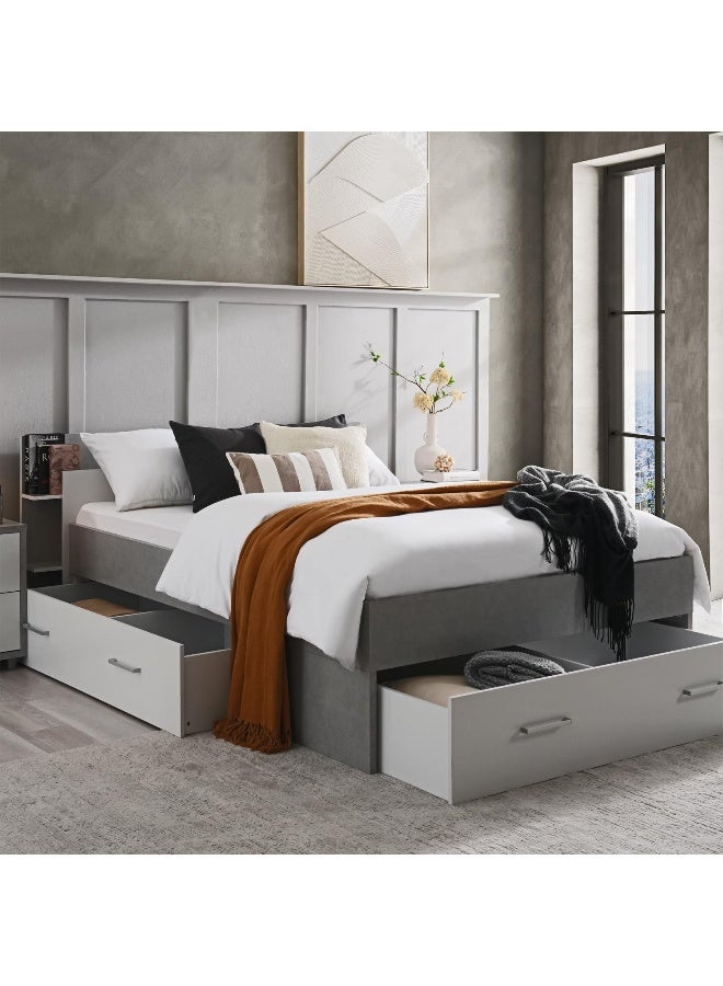 Pan Home Evershine Twin Bed With Storage 140X200 Cm - Grey  - Image 2