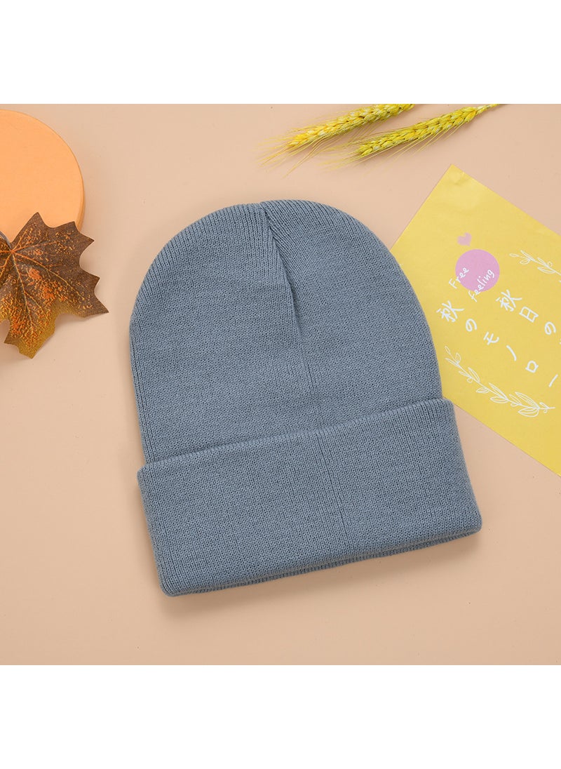 Generic Autumn and Winter embroidered logo acrylic pullover knitted hat large wool hat in stock hat wholesale Gray 