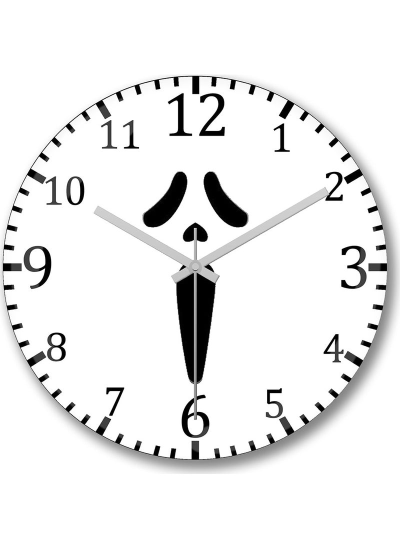 Baskı Dükkanı Print Shop Scuba Big Shark Diver Wall Clock Curved Real Glass 