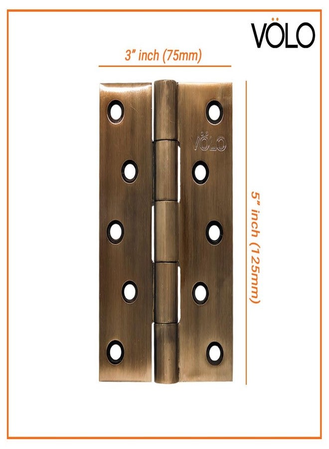 Volo Premium Concealed Door Butt Hinges 5 inch x 12 Gauge/2.5 mm Thickness, Slow Motion Butt Hinge (Stainless Steel)(Finish: Antique Brass) (Pack of 6 Pcs.) - Image 3