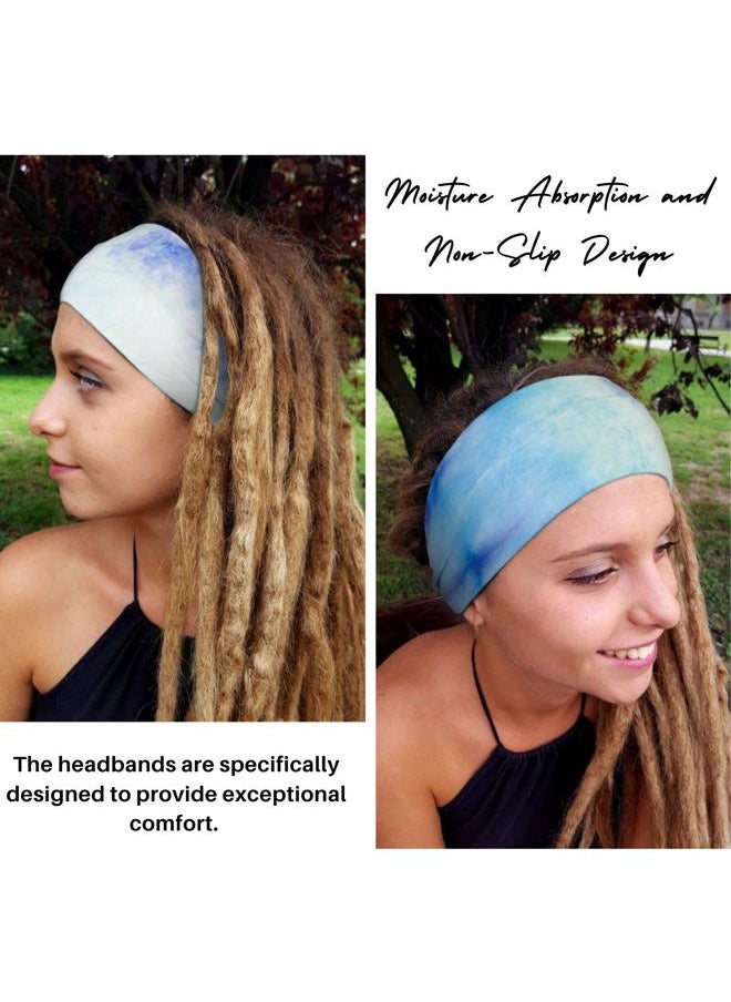 AKTVSHOW Tie Dye Headbands for Women Knotted Headband Elastic Head Bands Women's Hair Band Non-Slip Turban Yoga Stylish Sport Sweat Hair Wrap for Girls Cute Hair Accessories 4PCS  - Image 3