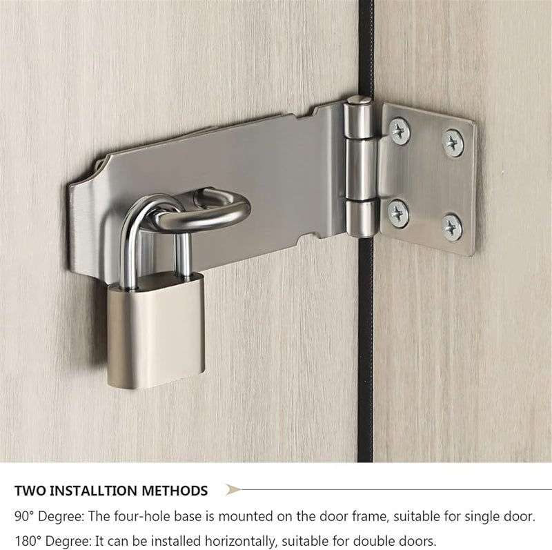3 Inch Brushed Stainless Steel Heavy Duty Padlock Hasp Door Lock Gate Latch - Image 4