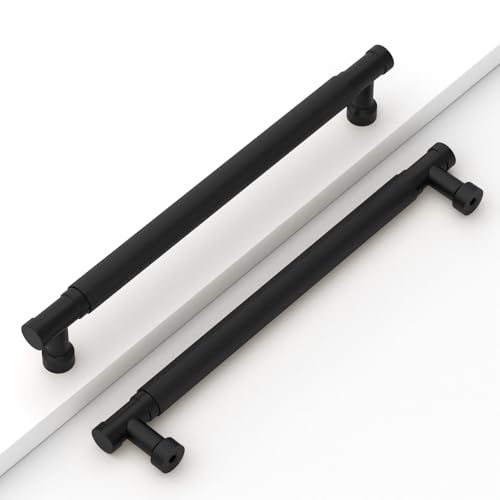 Coinkoly 10 Pack 10254mm Black Knurled Cabinet Handles Kitchen Matte Black Pulls for Cabinets Drawer Pulls Dresser Hardware for Cupboard Bathroom - Image 1