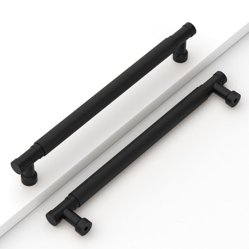 Coinkoly 10 Pack 10254mm Black Knurled Cabinet Handles Kitchen Matte Black Pulls for Cabinets Drawer Pulls Dresser Hardware for Cupboard Bathroom - Image 2