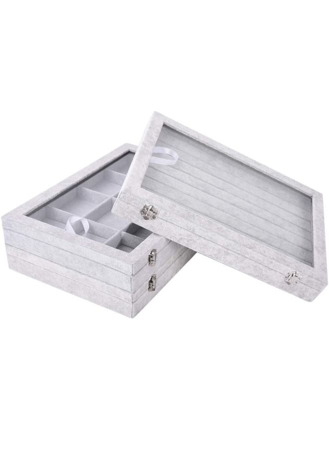 Padom Jewelry Tray, Multi-Functional Jewelry Organizer with Lid & Lock for Ring, Earring, Stud, Necklace, Bracelet, Watch, Soft ice Velvet Jewelry Showcase Display Tray (Ring) - Image 3