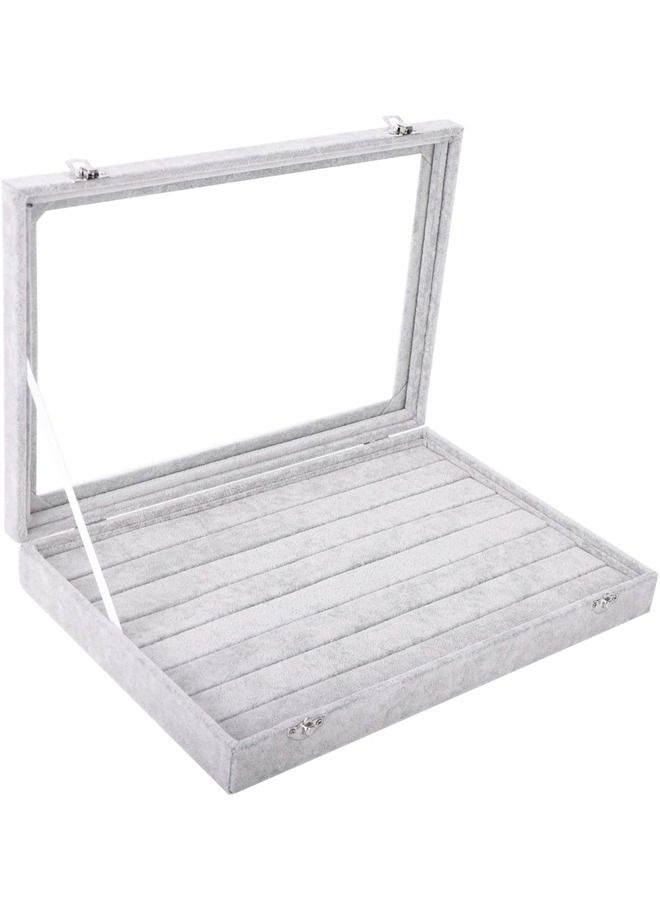 Padom Jewelry Tray, Multi-Functional Jewelry Organizer with Lid & Lock for Ring, Earring, Stud, Necklace, Bracelet, Watch, Soft ice Velvet Jewelry Showcase Display Tray (Ring) - Image 5