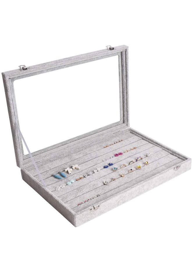 Padom Jewelry Tray, Multi-Functional Jewelry Organizer with Lid & Lock for Ring, Earring, Stud, Necklace, Bracelet, Watch, Soft ice Velvet Jewelry Showcase Display Tray (Ring) - Image 1