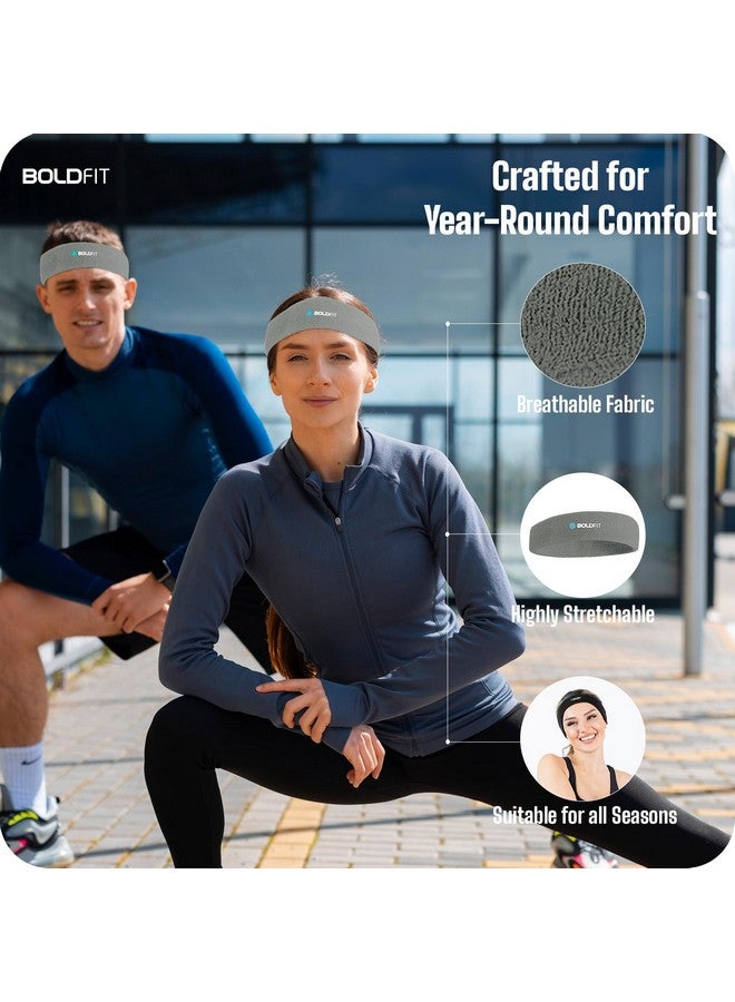 بولد فيت عصابة رأس رياضية Boldfit للرجال والنساء - عصابة رأس رياضية للتمرين والجري، قابلة للتنفس، غير قابلة للانزلاق، عصابات رأس للعرق للشعر الطويل (رمادي) - Image 5