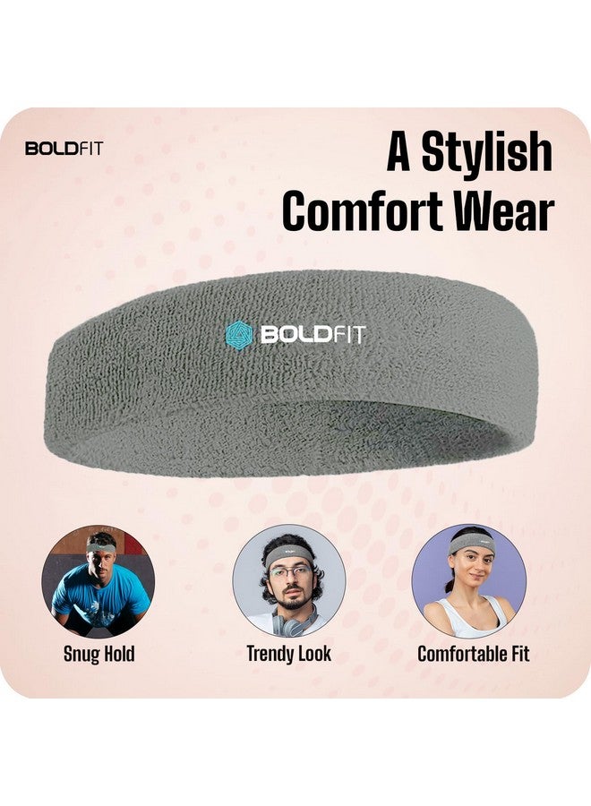 بولد فيت عصابة رأس رياضية Boldfit للرجال والنساء - عصابة رأس رياضية للتمرين والجري، قابلة للتنفس، غير قابلة للانزلاق، عصابات رأس للعرق للشعر الطويل (رمادي) - Image 4