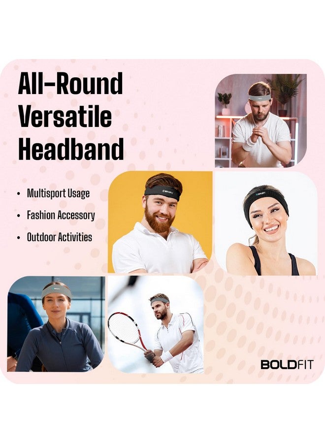 بولد فيت عصابة رأس رياضية Boldfit للرجال والنساء - عصابة رأس رياضية للتمرين والجري، قابلة للتنفس، غير قابلة للانزلاق، عصابات رأس للعرق للشعر الطويل (رمادي) - Image 3