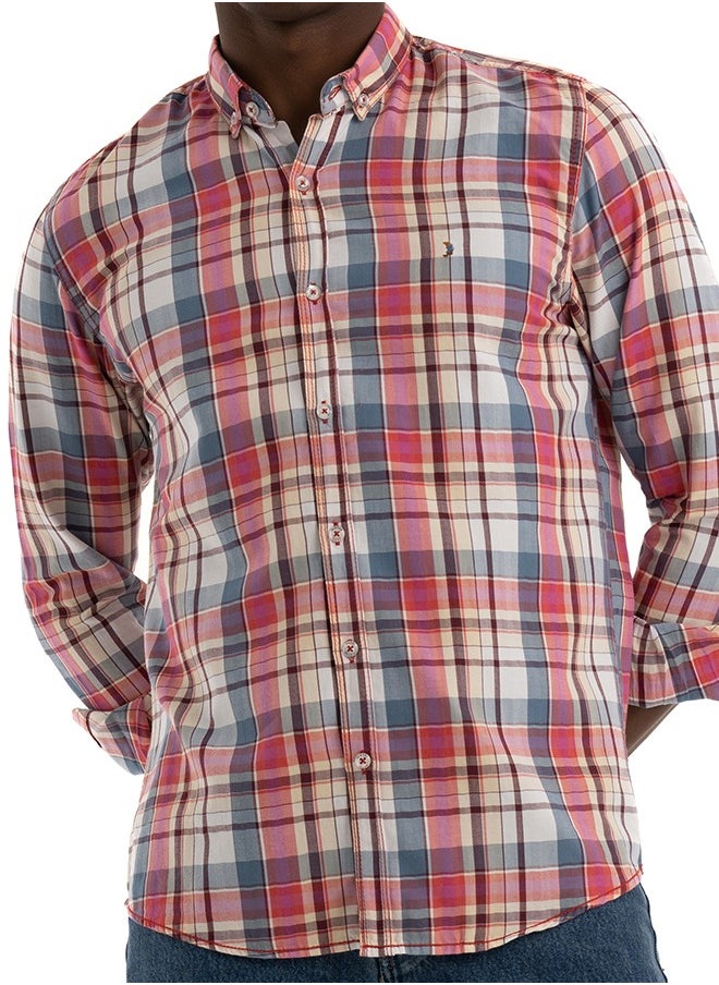 clever - Shirt Men's, Stylish, Oxford Cotton , Cashmere , Multicolor - Image 1