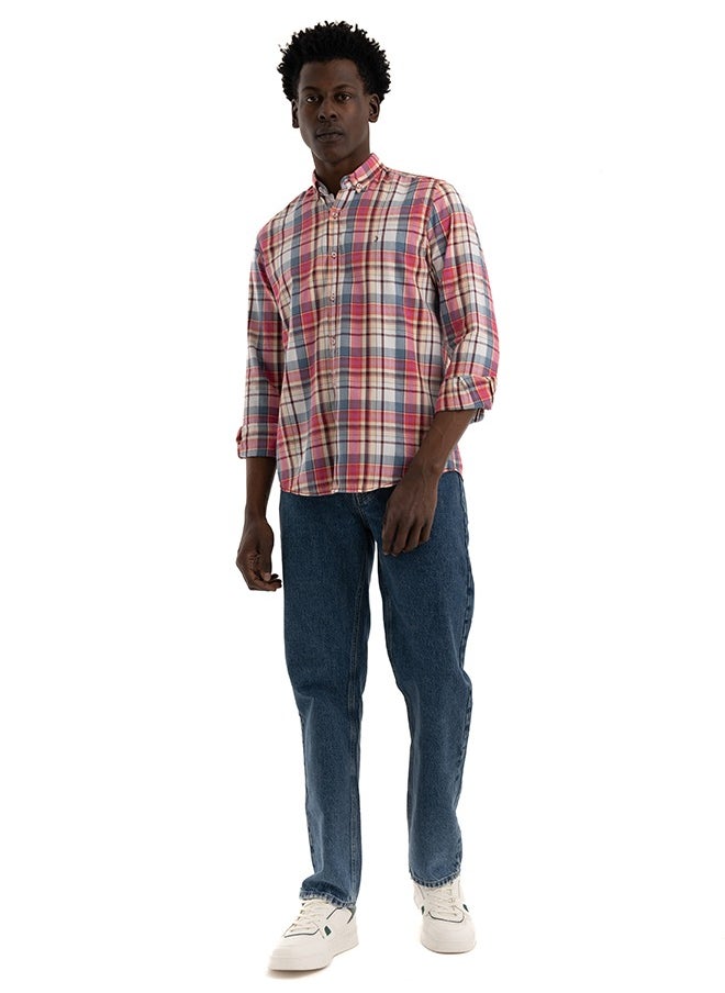 clever - Shirt Men's, Stylish, Oxford Cotton , Cashmere , Multicolor - Image 1