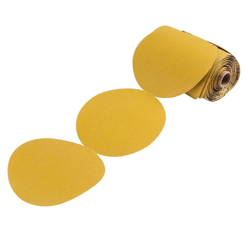 S SATC Premium Gold Sandpaper 6 Inch 100 PCS Sanding Discs 320 Grit Self Adhesive Stickyback Sandpaper Roll Aluminum Oxide PSA Sandpaper Discs for Wood, Metal, and Car Paint - Image 2