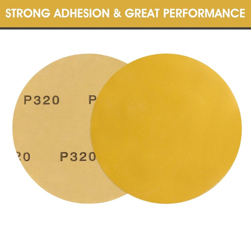 S SATC Premium Gold Sandpaper 6 Inch 100 PCS Sanding Discs 320 Grit Self Adhesive Stickyback Sandpaper Roll Aluminum Oxide PSA Sandpaper Discs for Wood, Metal, and Car Paint - Image 4
