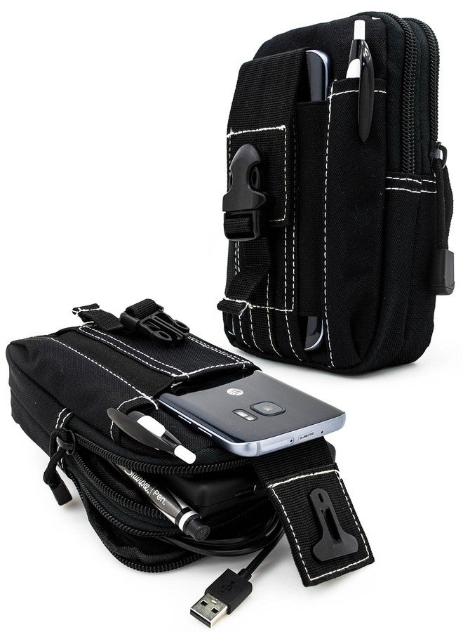 باستكس جراب تكتيكي متعدد الأغراض من باستكس، أسود اللون، مناسب للهواتف الذكية، حقيبة حمل وأمان، حقيبة خصر، جيب للأجهزة والنقود، متوافق مع آيفون 6s، سامسونج جالاكسي S7، نوت 5، إل جي G5، وآيفون 7. - Image 2