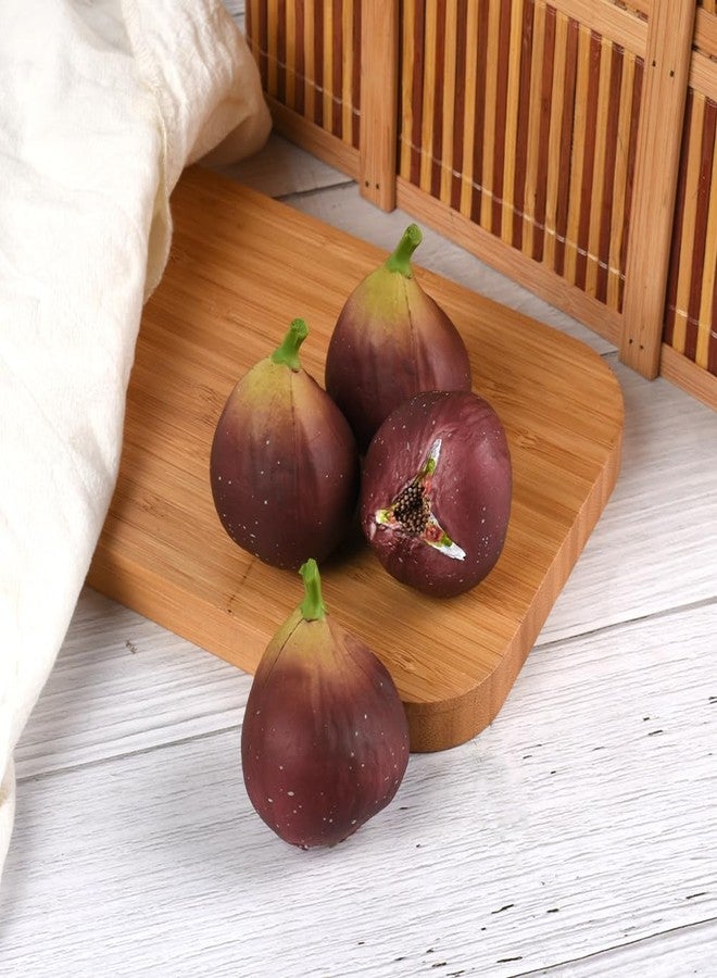 VIOCIWUO Artificial Fig 4PCS, Fake Figs Figurine Lifelike Fig Bulk Simulated Fruit Model for Teaching Tool Home Kitchen Cabinet Table Centerpiece Decoration Photography Props - Image 3