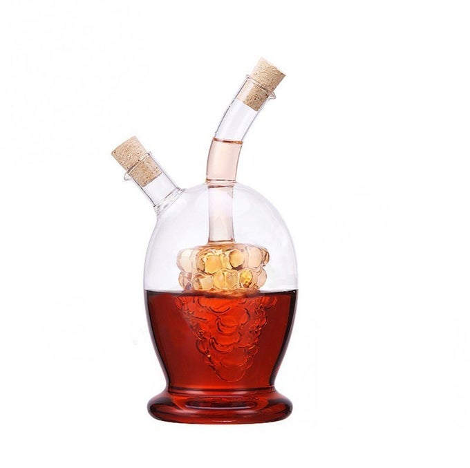 16 OZ GRAPE LINER 2OUTLET GLASS OIL VINEGAR 2 IN 1 BOTTLE GLASS OIL AND VINEGAR CRUET